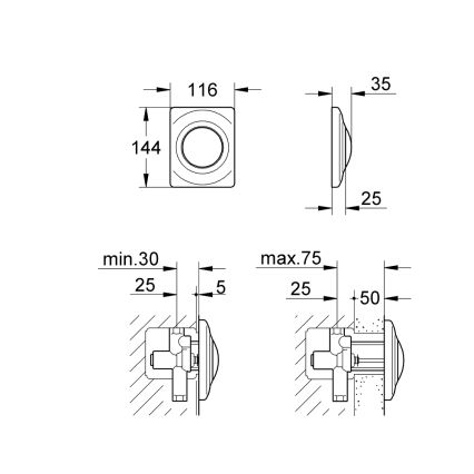 GROHE 37018SH0 - Bedieningsknop SURF 116 × 144 mm wit