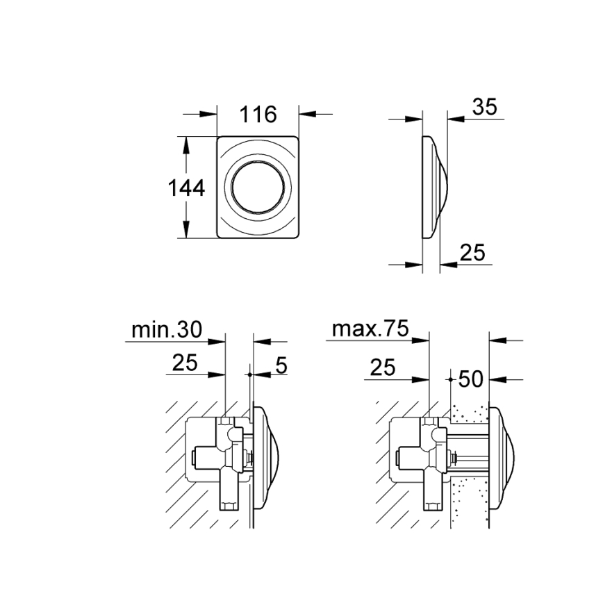 GROHE 37018SH0 - Bedieningsknop SURF 116 × 144 mm wit