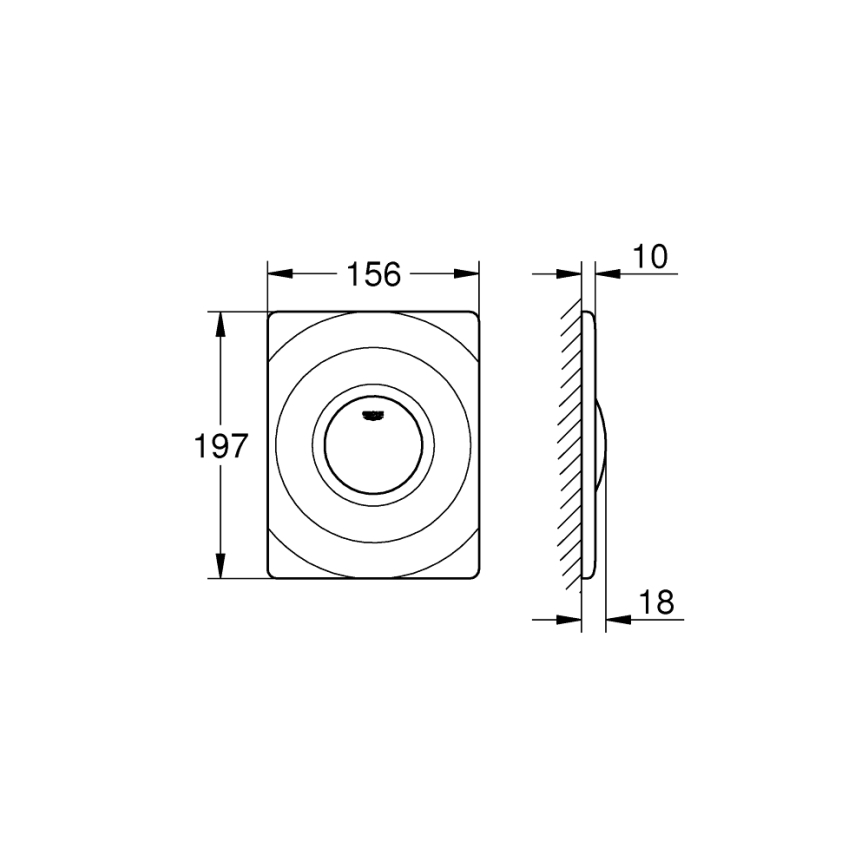 GROHE 37063000 - Bedieningsplaat SURF 156 × 197 mm glanzend chroom