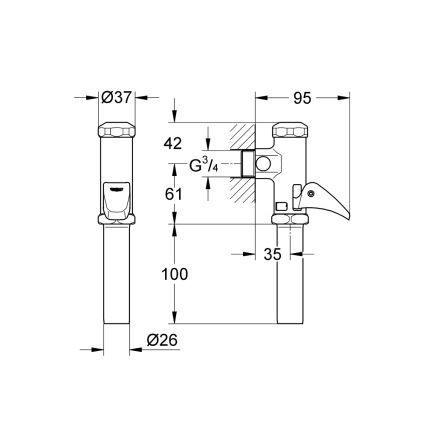 GROHE 37139000 - Automatisch spoelventiel DAL 34” glanzend chroom