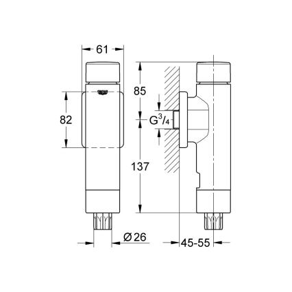 GROHE 37349000 - Drukspoelventiel RONDO A.S. 3” glanzend chroom