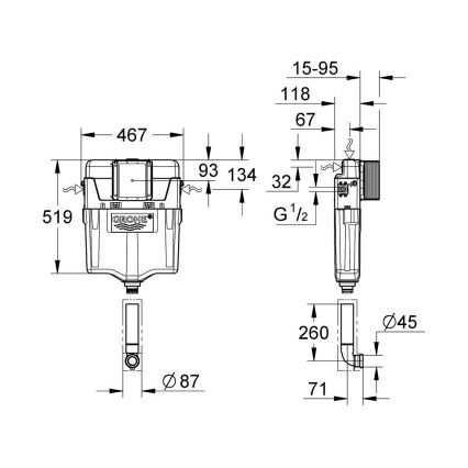 GROHE 38661000 - Toiletspoelreservoir GD 2