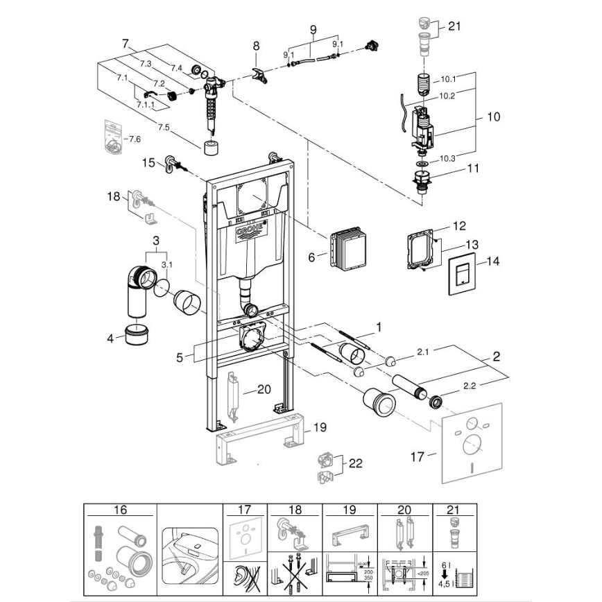 GROHE 388112430 - 3-in-1 WC-set SOLIDO 1,13 m mat chroom