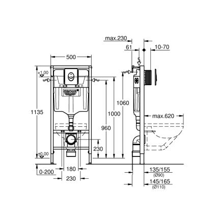 GROHE 38839000 - 3-in-1 WC-set RAPID SL 1,13 m