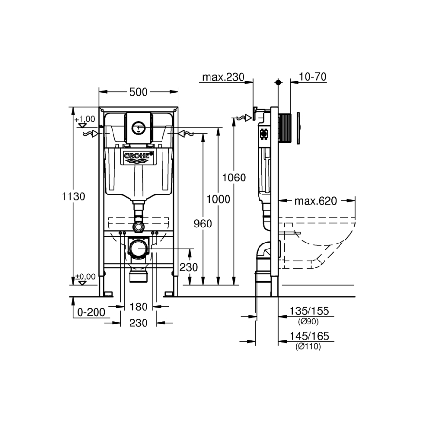 GROHE 38860000 - 3-in-1 set RAPID SL 1,13 m