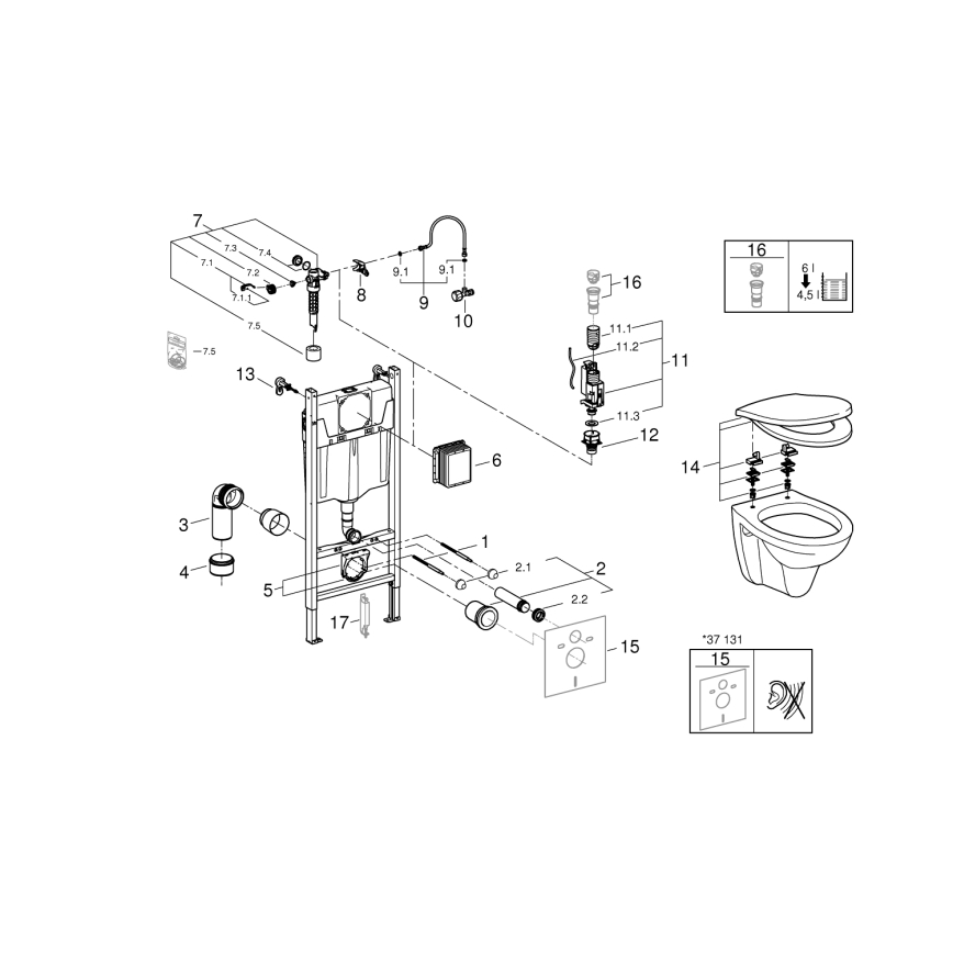 GROHE 39116000 - 4-in-1 set met keramiek SOLIDO COMPACT 1,13 m