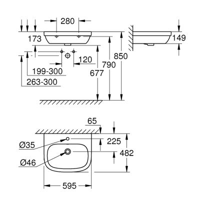 GROHE 39335000 - Wastafel EURO CERAMIC 595 × 482 mm keramiek/wit