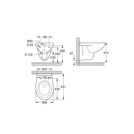 GROHE 39427000 - Wandcloset BAU CERAMIC 368 x 531 mm keramiek/wit