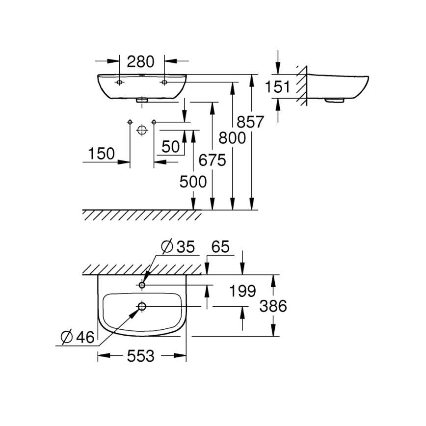 GROHE 39440000 - Wastafel BAU CERAMIC 553 × 386 mm keramiek/wit