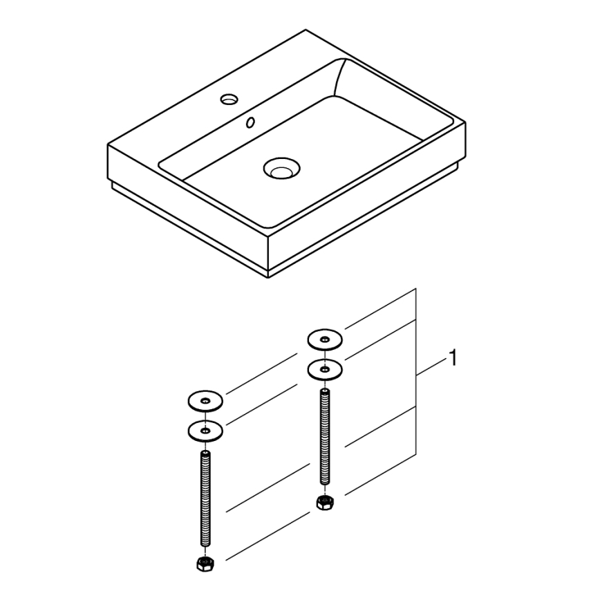 GROHE 3947700H - Wastafel CUBE CERAMIC 600 × 490 mm keramiek/wit