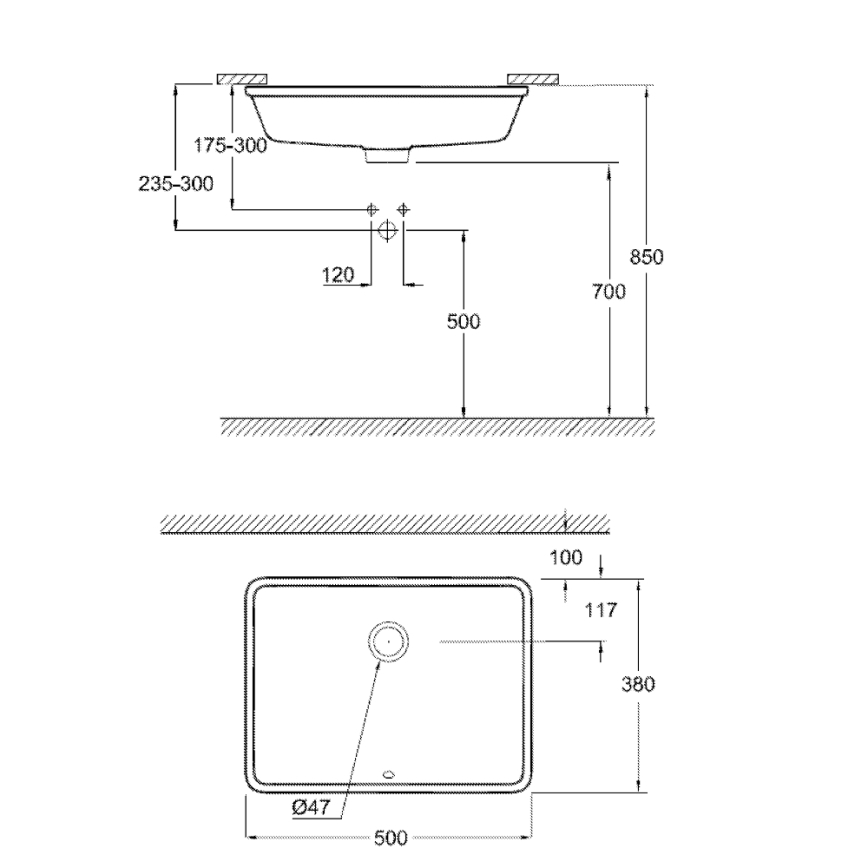 GROHE 3948000H - Wastafel CUBE CERAMIC 492 × 370 mm keramiek/wit