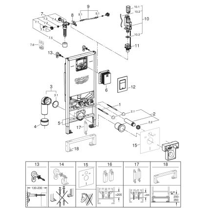 GROHE 39603000 - 3-in-1 set WC RAPID SLX 1,13 m glanzend chroom