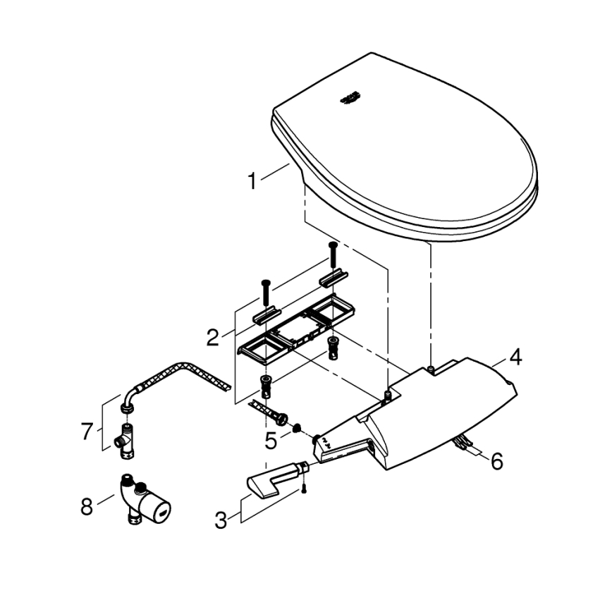 GROHE 39648SH0 - Handbediend bidetzitting BAU CERAMIC Duro-wit