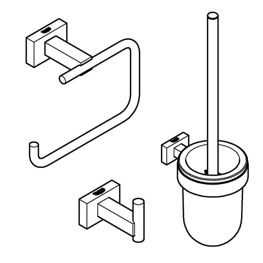GROHE 40757001 - Accessoireset ESSENTIALS CUBE glanzend chroom