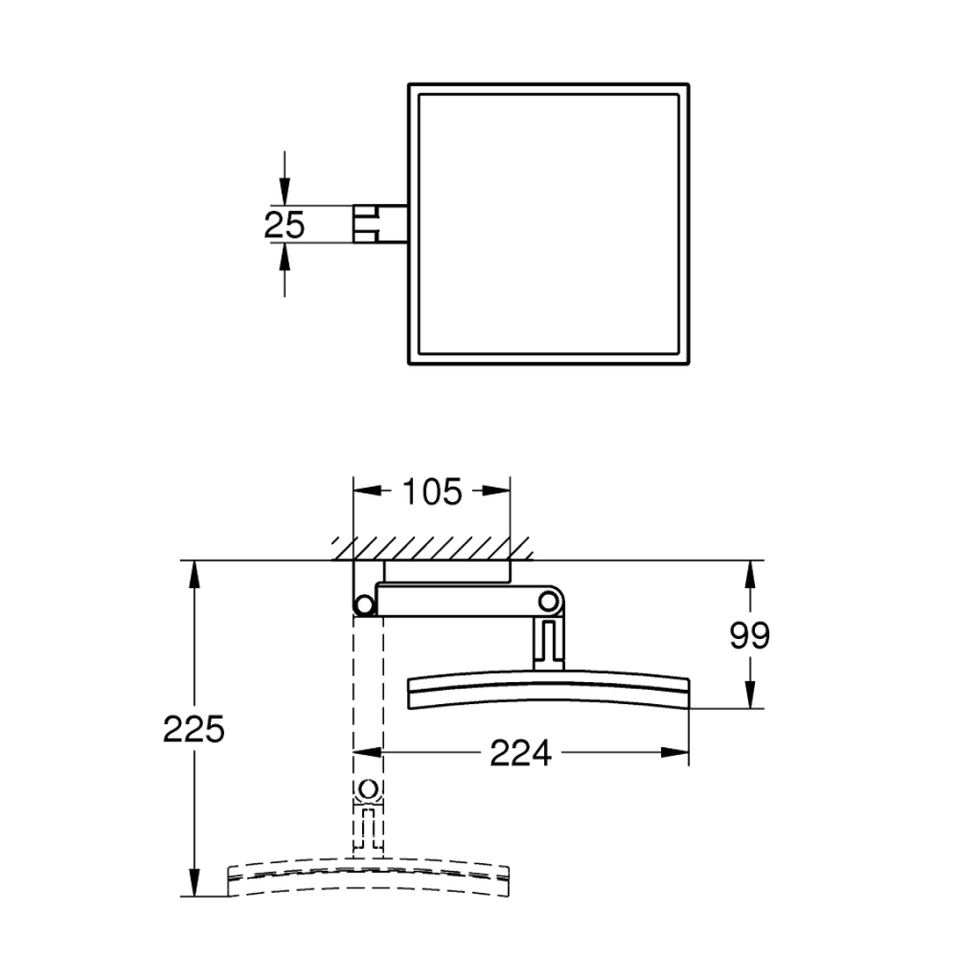 GROHE 40808000 - Make-upspiegel SELECTION CUBE 22,3 × 22,3 cm glanzend chroom