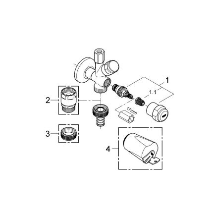 GROHE 41073000 - Kombi-hoekafsluiter WAS 12” × 38” glanzend chroom
