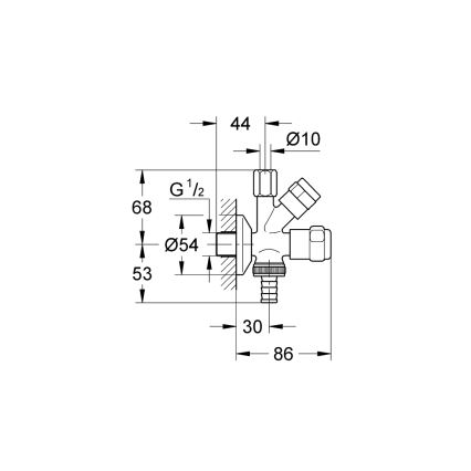 GROHE 41073000 - Kombi-hoekafsluiter WAS 12” × 38” glanzend chroom