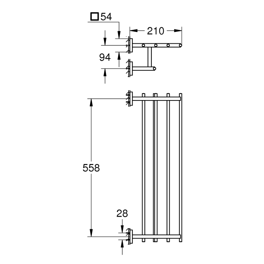 GROHE 410992430 - START CUBE multifunctionele handdoekhouder 600 mm zwart