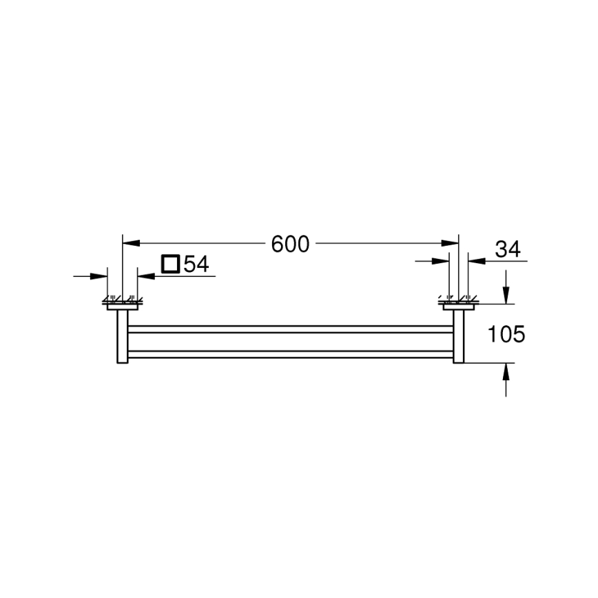 GROHE 41104000 - Handdoekhouder met twee armen START CUBE 654 mm glanzend chroom