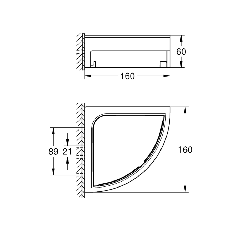 GROHE 41106000 - Hoekdoucheplank START CUBE 16 cm glanzend chroom