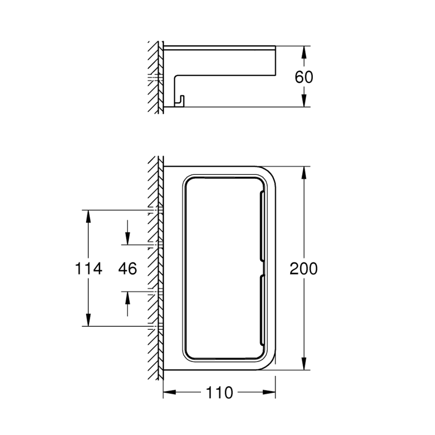 GROHE 41107000 - START CUBE doucheplank 20 cm glanzend chroom
