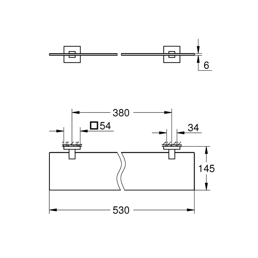 GROHE 41109000 - Glazen plank START CUBE 530 mm, glanzend chroom