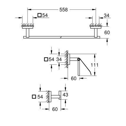GROHE 41124000 - Accessoireset START CUBE 558 mm glanzend chroom