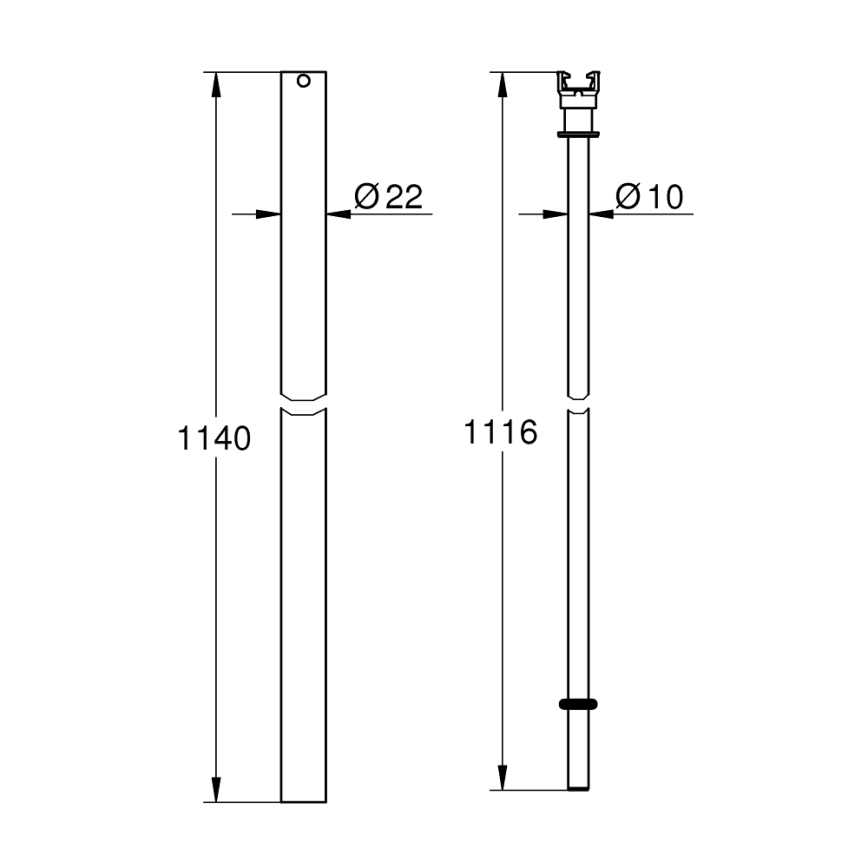 GROHE 48514000 - Douchearm voor achterafmontage, glanzend chroom