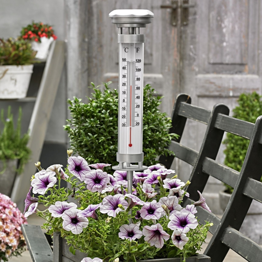 Grundig 89640 - LED-zonnelamp met thermometer LED/1,2V 600 mAh IP44