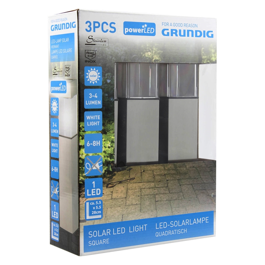 Grundig 90048 - SET 3x Solar lamp LED/5,5x28cm 1xAAA 600 mAh