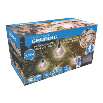 Grundig - Dimbaar LED zonne-lichtsnoer 50xLED/8 functies 9,35m warm wit 1200 mAh IP44 + afstandsbediening