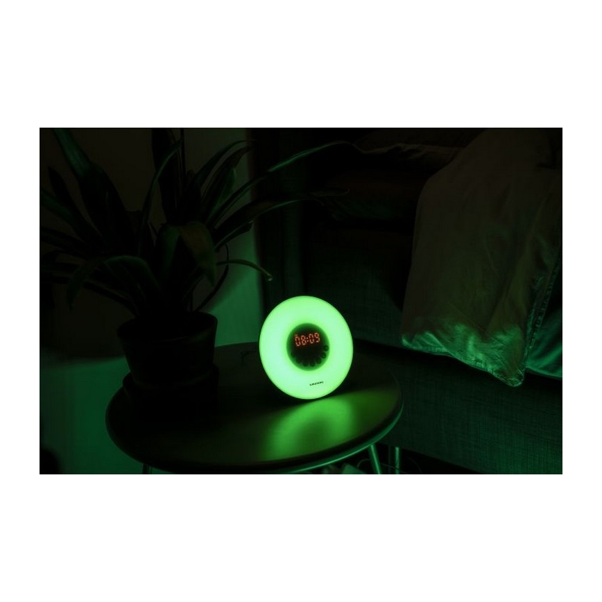 Grundig - Dimbare LED RGB Nacht Lamp met Wekker en FM radio LED/5W/5V