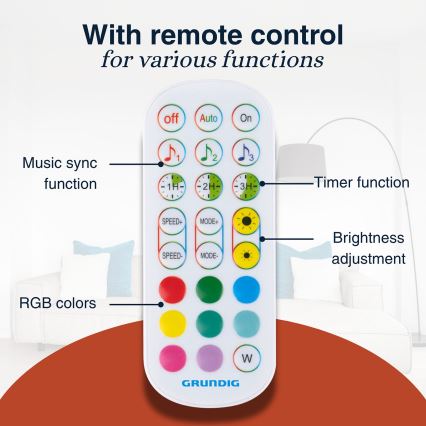 Grundig - Dimbare LED RGBW vloerlamp LED/6W/230V + afstandsbediening