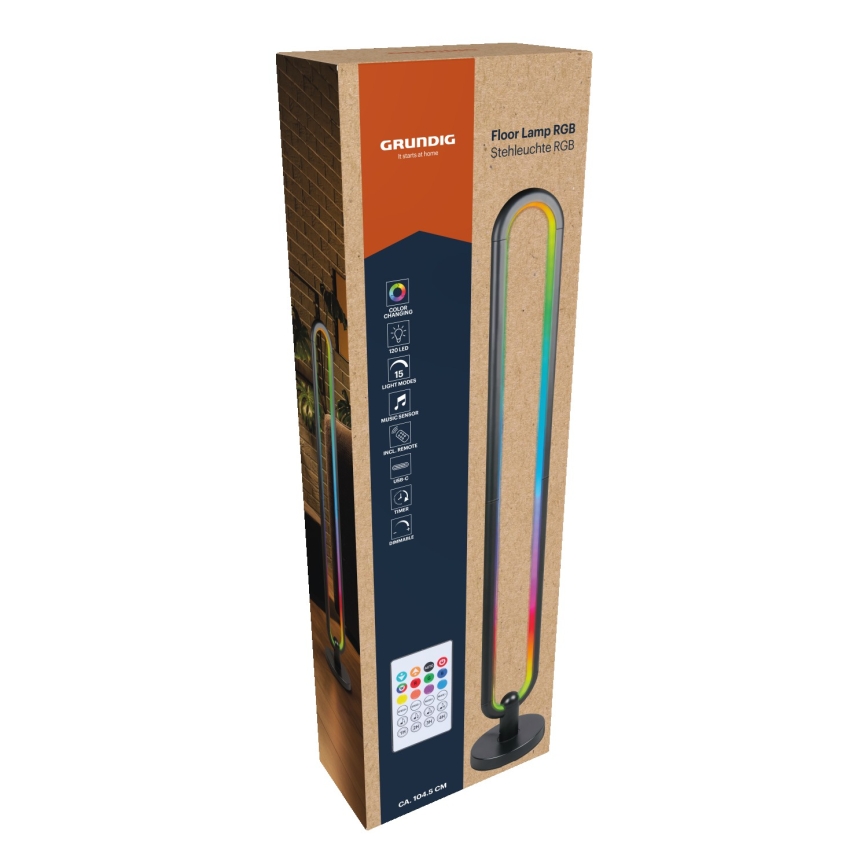 Grundig - LED RGB Dimbare vloerlamp LED/8W/5V + afstandsbediening