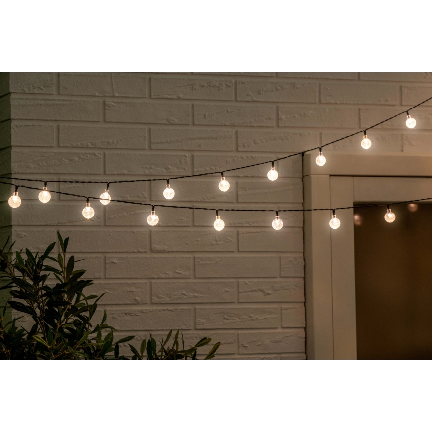 Grundig - LED Dimbaar zonne- ketting 50xLED/8 Functies 9,35m IP44 warm wit + afstandsbediening