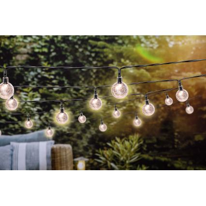 Grundig - LED Dimbaar zonne- ketting 50xLED/8 Functies 9,35m IP44 warm wit + afstandsbediening