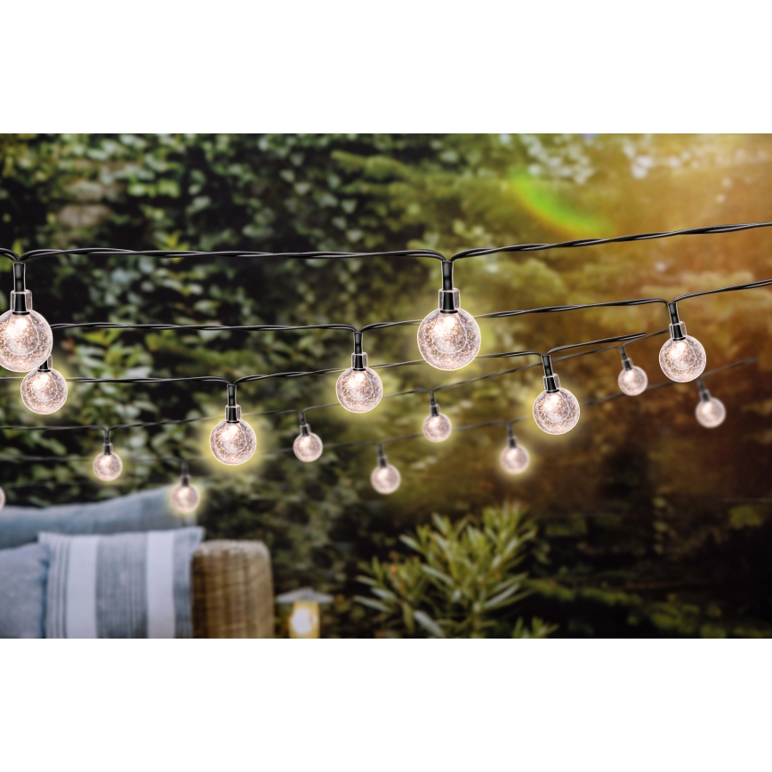 Grundig - LED Dimbaar zonne- ketting 50xLED/8 Functies 9,35m IP44 warm wit + afstandsbediening