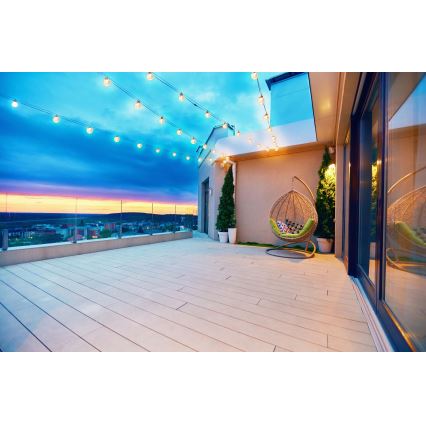 Grundig - LED Dimbaar zonne- ketting 50xLED/8 Functies 9,35m warm wit + afstandsbediening