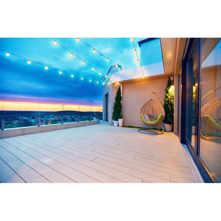 Grundig - LED Dimbaar zonne- ketting 50xLED/8 Functies 9,35m warm wit + afstandsbediening