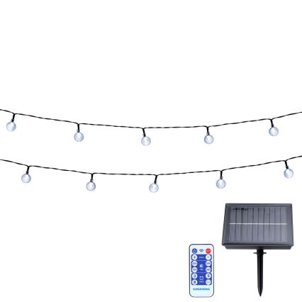 Grundig - LED Dimbaar zonne- ketting 50xLED/8 Functies 9,35m warm wit + afstandsbediening