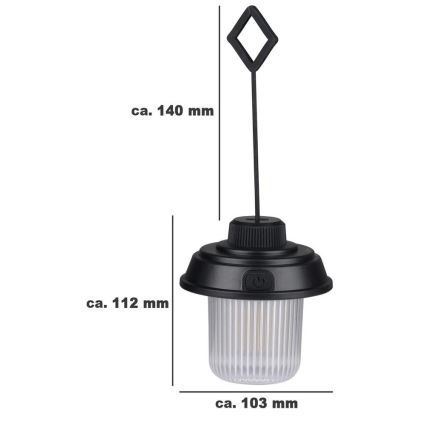 Grundig - LED-kampeerlamp LED/3xAA 3000/4500/6000K IP44 zwart