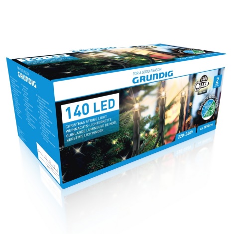 Grundig - LED Kerst Lichtketting voor Buiten 140xLED 18,9m IP44 warm wit