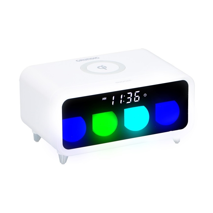 Grundig - Dimbare LED Nacht Lamp met wekker en draadloos opladen LED/5W/230V