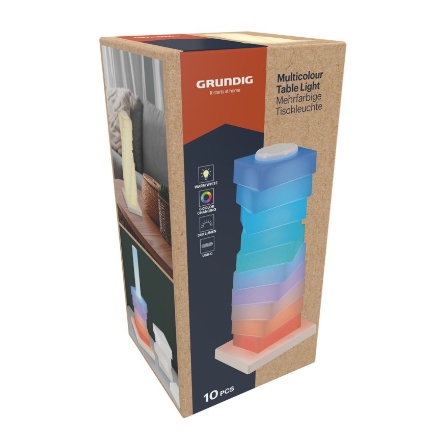 Grundig - LED RGB aanraaktafellamp LED/4W/5V