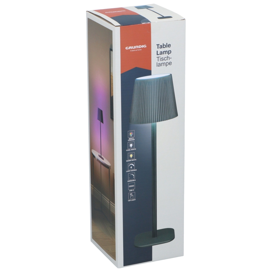 Grundig - LED RGB dimbare aanraaktafellamp LED/5V 1200 mAh