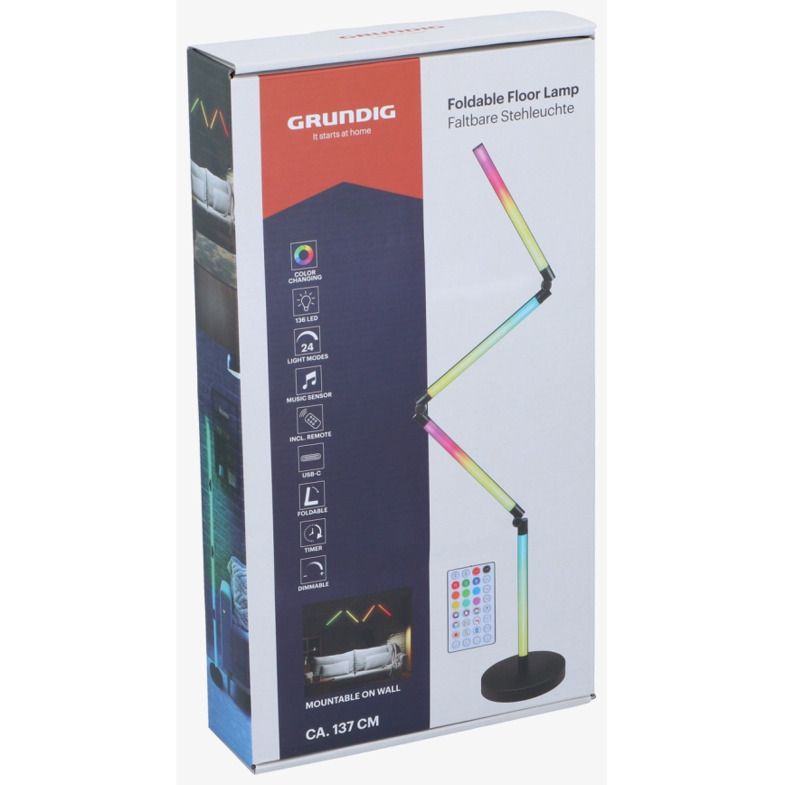 Grundig - LED RGB dimbare vloerlamp 2-in-1 LED/230V + afstandsbediening