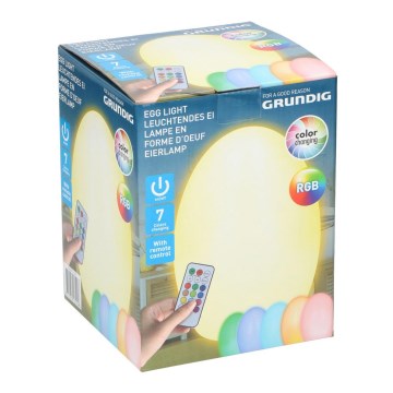 Grundig - LED RGB Sfeerlampje Ei met afstandsbediening op batterijen 3xAAA