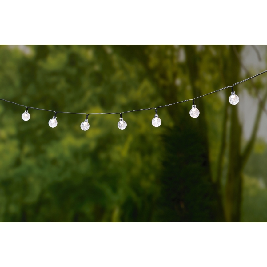 Grundig - LED Solar ketting 50xLED/8 Functies 6,9m warm wit