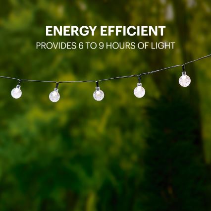 Grundig - LED Solar ketting 50xLED/8 Functies 6,9m warm wit