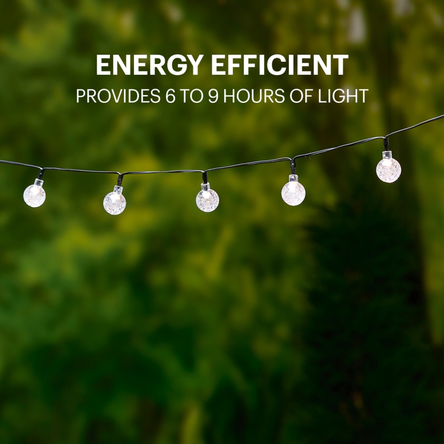 Grundig - LED Solar ketting 50xLED/8 Functies 6,9m warm wit